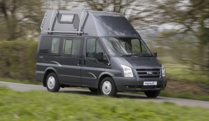 2008 Westfalia Nugget – driving shot (front three-quarters view)