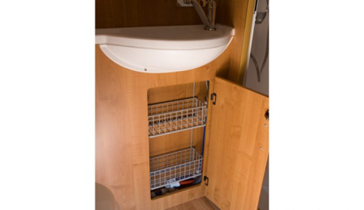 2008 Auto-Trail Cheyenne 740S - storage under washroom sink