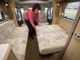 2008 Bessacarr E510 Compact - making up bed (adding cushions)