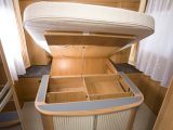 2008 Burstner Solano t725 - storage area under fixed rear double bed