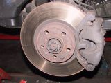 Motorhome brake disc exposed