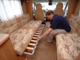 2006 Swift Bolero 630 EK - making up the bed (pulling out slats)