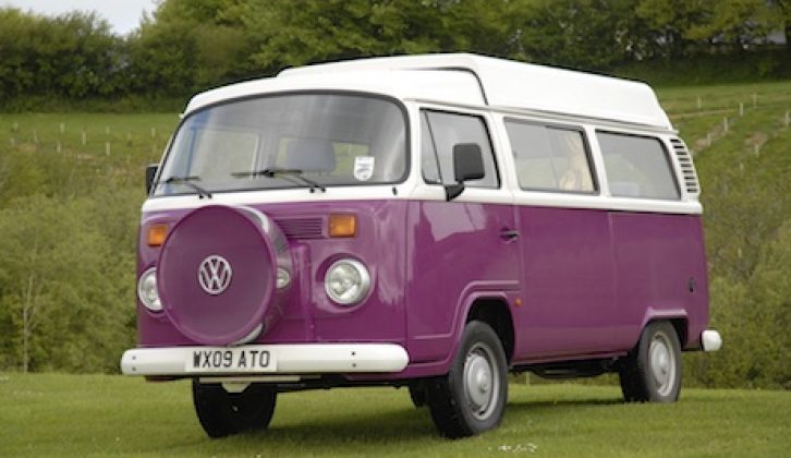 purple vw camper van