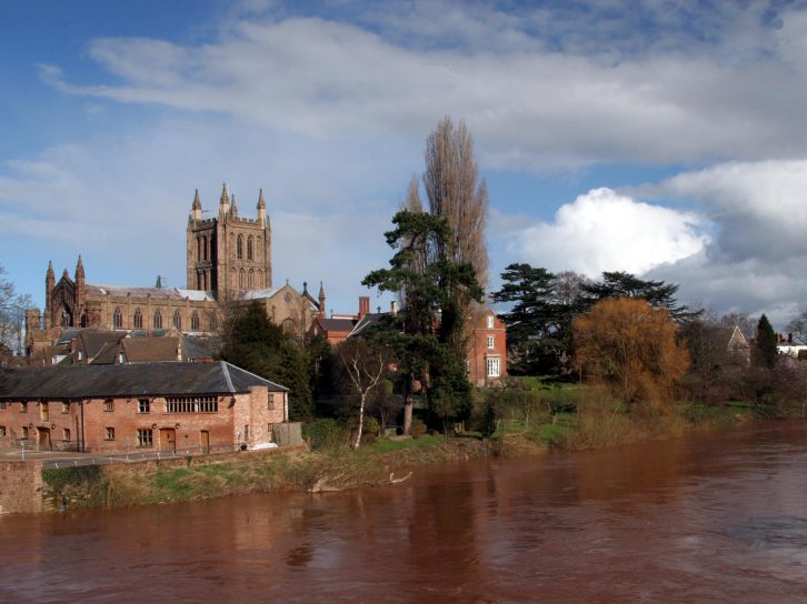 The River Wye flows past Hereford Cathedral, which dates from 1079 – find out more about Central England in Practical Motorhome's travel guide