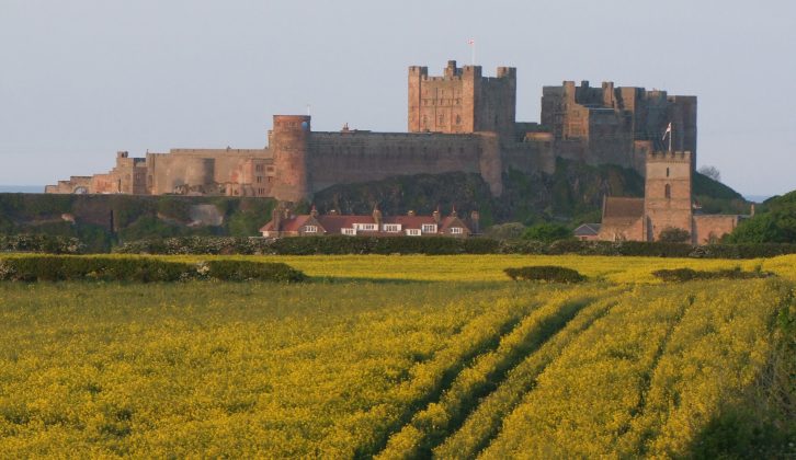 Bamburgh Castle is one of the many castles you can visit in this region – discover more in the Practical Motorhome travel guide