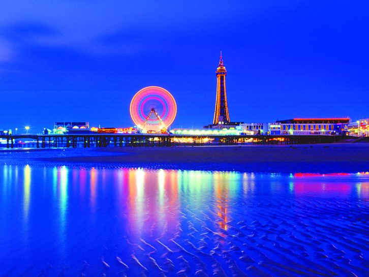 Visit Blackpool at night to see this famous seaside resort lit up