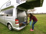 Extra storage fits into the rear of the Hillside Leisure Buxton camper van