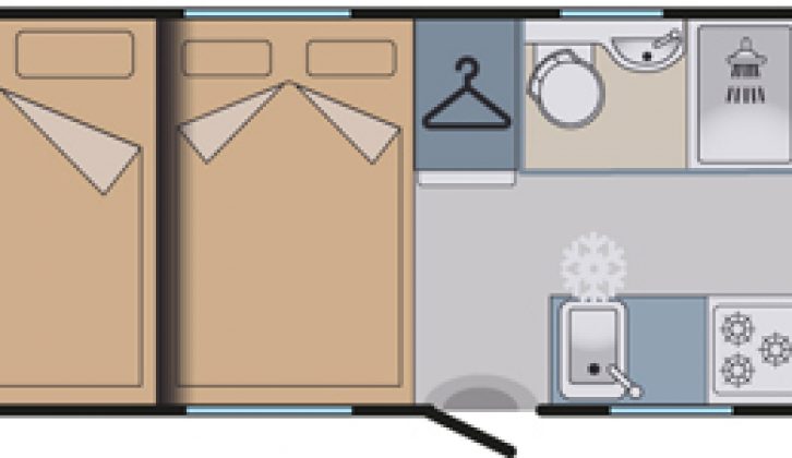 Night floorplan in the Tribute T-720, a six-berth budget motorhome