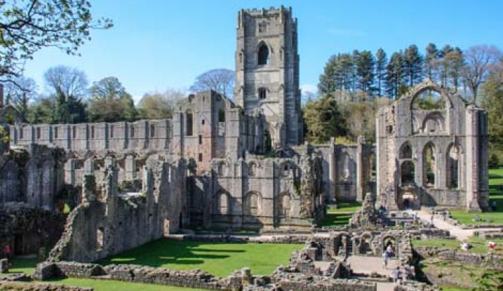 Fountains Abbey's ruins lie near the Tour de Yorkshire cycling route