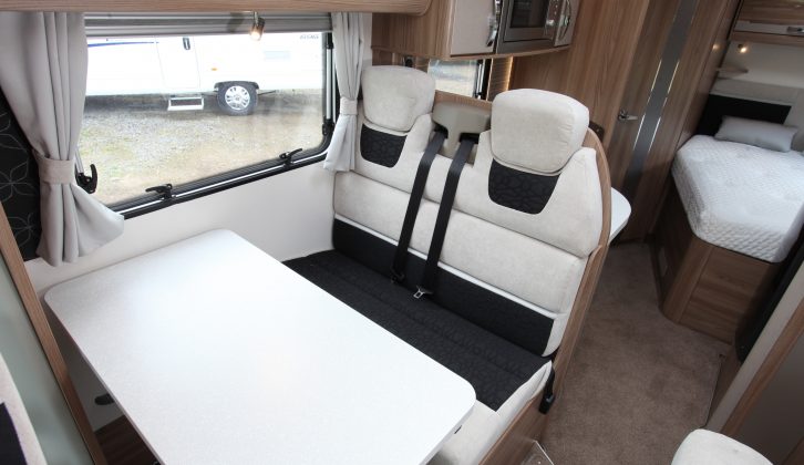 Four berths and four travel seats in the 684FB from Swift motorhomes