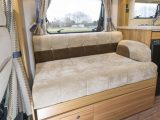 The sofas in the Elddis Autoquest 155's lounge can be made into a double bed that measures 2.1m x 1.3m (6’10” x 4’3”)