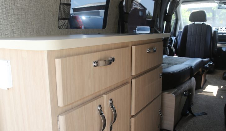 There's a small kitchen in the 2015 Auto-Sleeper Wave, says Practical Motorhome