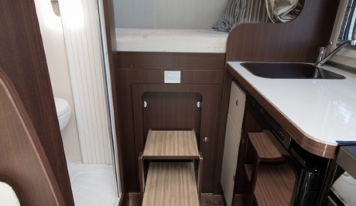 Practical Motorhome's reviewers prefer this pull out step to a ladder, as it eases access to the fixed rear double