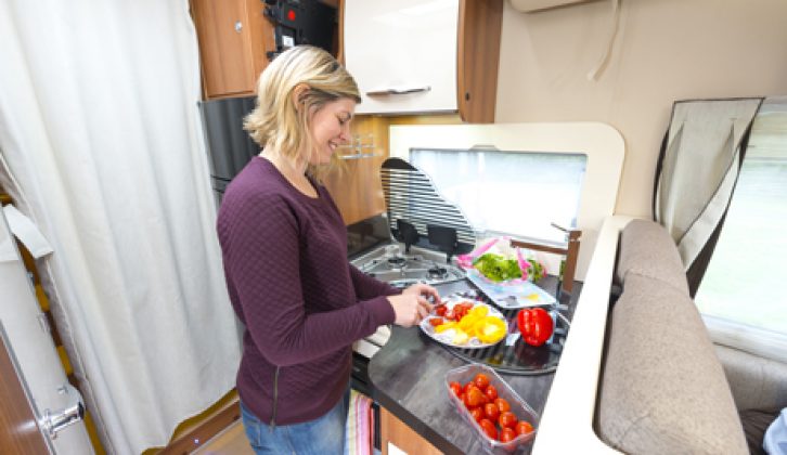 There's an efficient use of space in the Chausson Welcome 717's kitchen, as our review team proved during our live-in test