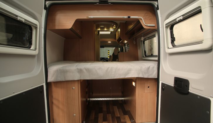 The new Knaus BoxStar 540 Road 2Be has a transverse rear make-up bed plus a space-saving walk-through midships wet room