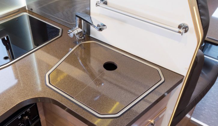 The Adria Coral Plus 690 SC has limited workspace in the kitchen, concluded our review team