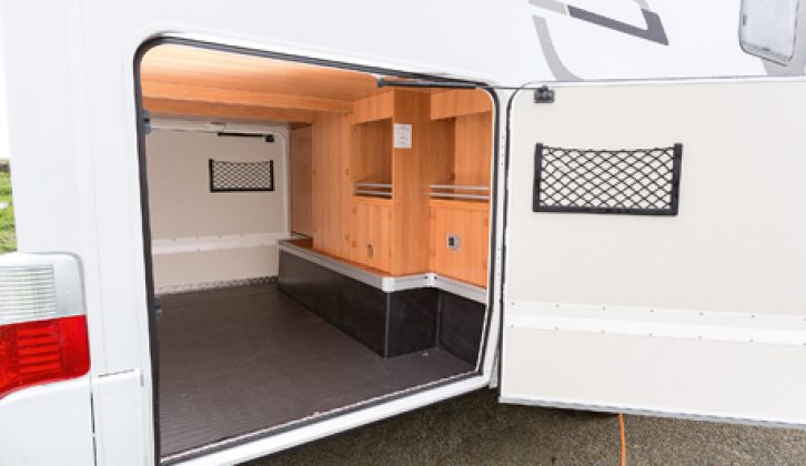 There's a 250kg load limit for the Hymer ML-T 580's rear garage – and you can get to it from both sides