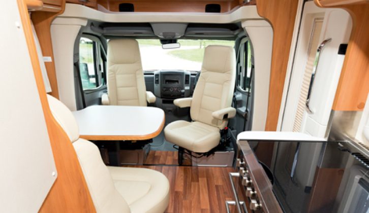 Leather upholstery helps to lend the Hymer ML-T 580 a sophisticated feel – read more in our review