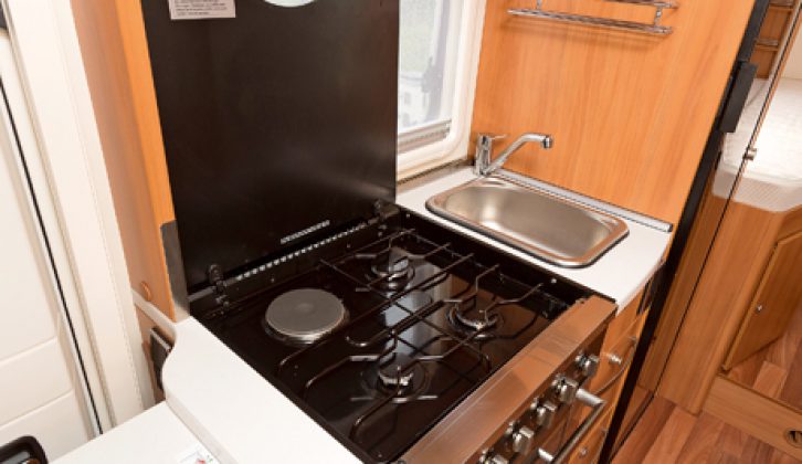 Practical Motorhome's Hymer ML-T 580 review team note the inclusion of a dual-fuel hob in the kitchen