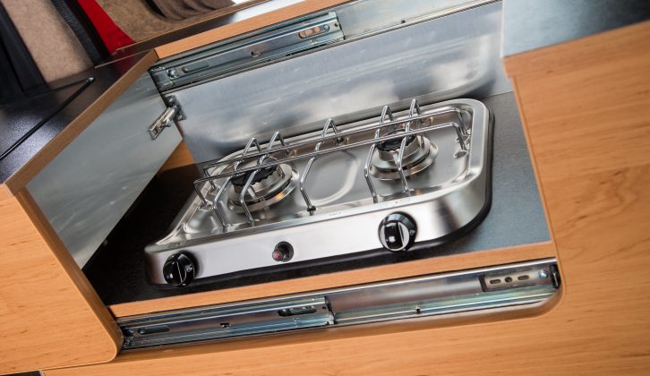 The two-ring hob is the perfect camper's kitchen