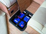 The smart leisure battery compartment is housed between the floors, and has space for two batteries – but only one is fitted as standard in the Bailey Approach Autograph 765