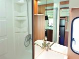Good use of light-coloured surfaces and mirrors prevents the Zefiro 690G's small washroom from feeling cramped