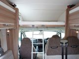 A ladder gives access to the overcab bed, but night-time visits to the loo could be tricky with the lower bed made up – read more in the Practical Motorhome Swift Escape 696 review
