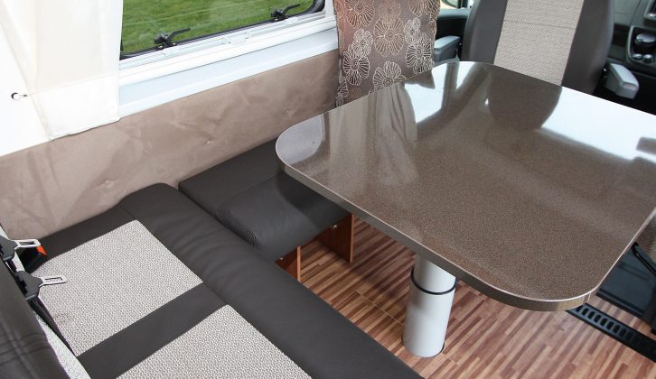 The Adria Twin 640 SPX has a handy seat under the window, which is also a good footrest – get the full story in Practical Motorhome's review