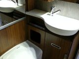 Inside the washroom of the new Hymer ML-I 580 at the model's launch in Stuttgart