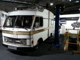 A classic Mercedes-Benz based Hymer motorhome was on display at the ML-I range's launch in Mercedes' home town