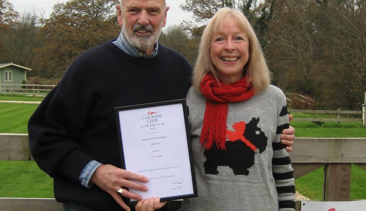 Owners of Poole Farm CL won Certificated Location of the Year 2014, presented at The Caravan Club's London ceremony