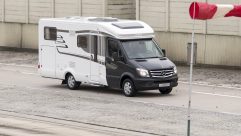 Mercedes-Benz demonstrates the safety of its Sprinter base vehicle, here on Hymer's ML-T motorhome