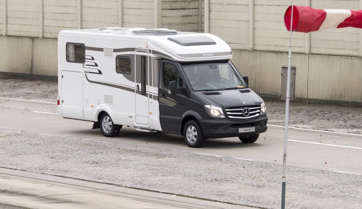 Mercedes-Benz demonstrates the safety of its Sprinter base vehicle, here on Hymer's ML-T motorhome