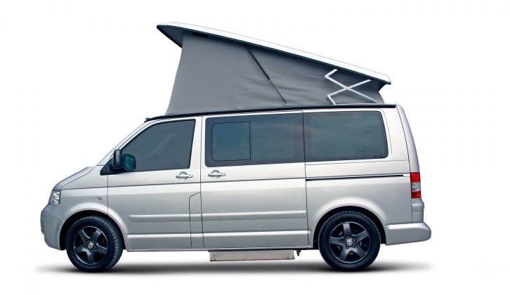 The GM Coachwork Panorama is 4.9m (16'1") long, 2.1m (6'7") wide and 2m (6'7") high, so you can drive this little elevating-roof campervan almost anywhere