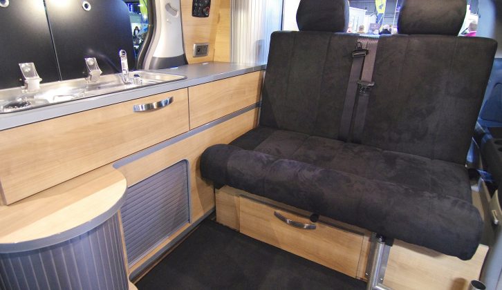 Inside one of Wellhouse's newly converted campers, based on 2003/2004 Toyotas
