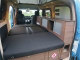 The traditional campervan bed in Hillside's new Dalbury E measures 1.83m x 1.07m (6' x 3'6") so it's ideal for singletons and close couples who aren't too tall