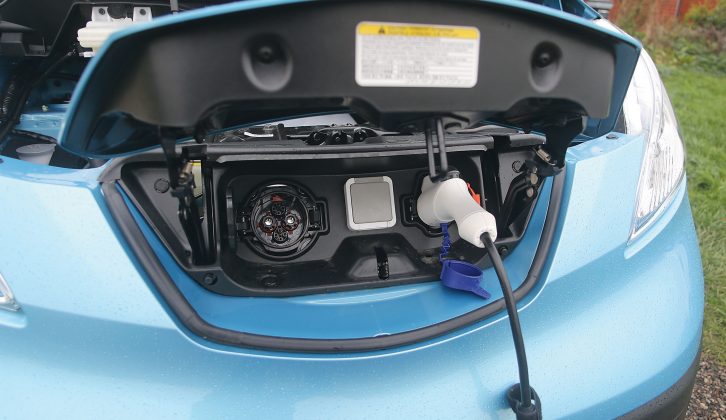 Use the rapid charge option to get the campervan's battery to 80 per cent in half an hour. The socket in the middle is for simultaneously charging the leisure battery in the Dalbury E