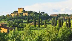 Tour Italy in your 'van and in Tuscany take in the luscious landscape, filled with vineyards and olive groves, and dotted with architectural gems