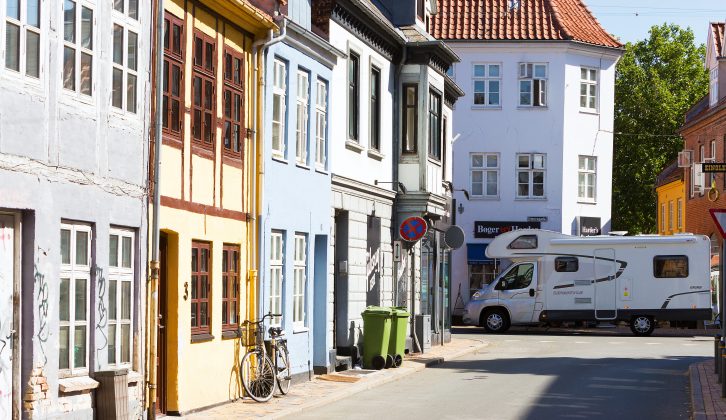 Driving through pretty Odense in Denmark with a largish motorhome is not easy, but the country is very motorhome friendly