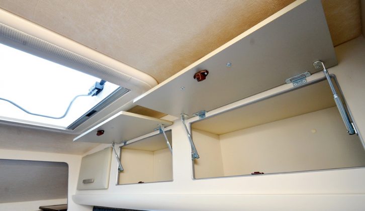 Six lockers in the lounge area should suffice for storing the belongings of two people. A rooflight allows ventilation in the Nu Venture Nu Rio Micro