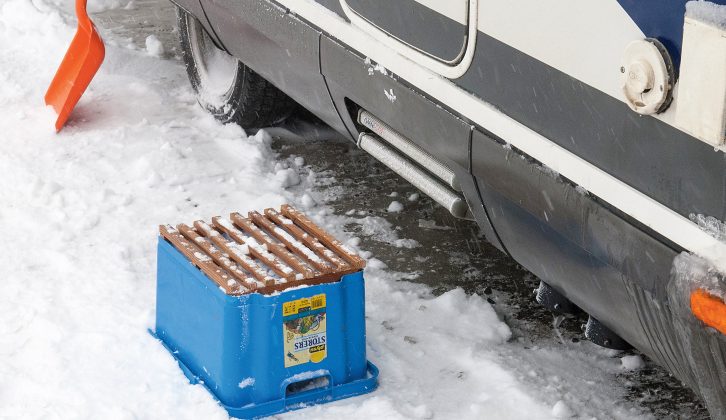 Use an upturned crate as a boot scraper so that you don't get so much melted snow inside your motorhome during ski holidays