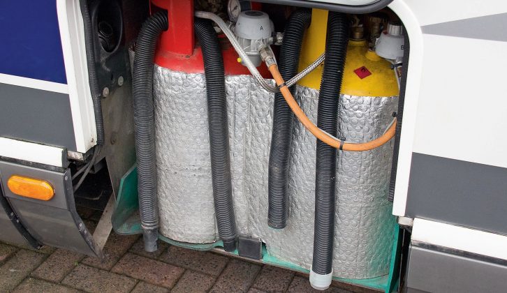 Wrap insulation around the gas bottles during motorhome ski holidays to help keep your motorhome heating and cooking working in sub-zero temperatures