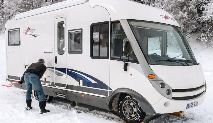 Take a snow shovel, tow rope and a set of jump leads in your motorhome and carry country-specific emergency kit, including a warning triangle and high-visibility vests for all passengers