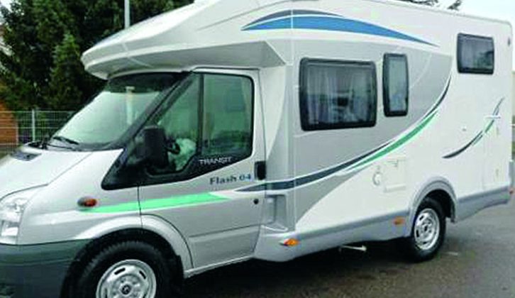 Your guide to buying a 2005-2013 Chausson Flash features this Chausson Flash 04 overcab model, built on a Ford Transit van base vehicle