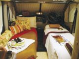 The travel seats become two singles or a double bed in the Romahome R30 or Dimension