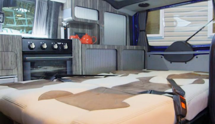 Just press a button and the seats fold to create a double bed in the Danbury Go Trend campervan