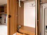 The midships wardrobe in the Lifestyle 664 has half hanging space and is also home to the television aerial. Below this is the Truma blown-air heater