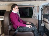 The travel seats have reflex foam for maximum comfort and a handy adjustable lumbar cushion. Both are fitted with three-point seatbelts so four can travel in safety in the Auto-Sleeper Wave camper