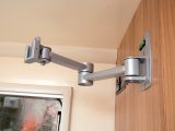 This TV mount is ideally sited above the bed, and its housing neatly incorporates a spirit level to help you get the ’van pitched perfectly