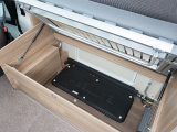 There’s plenty of room for storage beneath the offside lounge-seat bench. You can load it from the top, or from outside the Bessacarr 562 motorhome